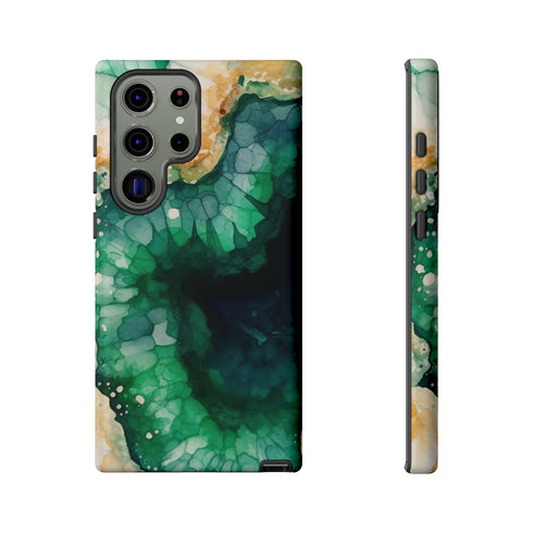 Green Geode in Watercolor - Impact Resistant Phone Case Samsung Galaxy S23 Ultra Glossy